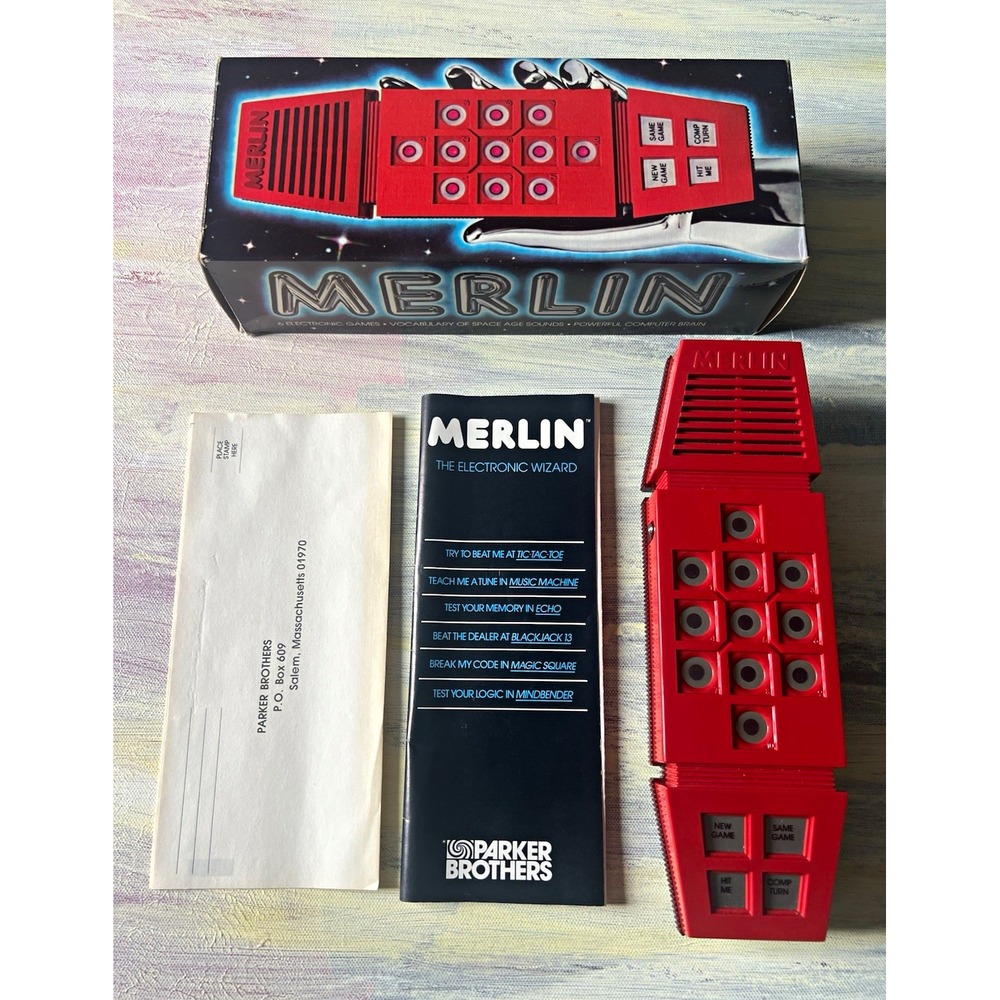 1978 Parker Brothers MERLIN Electronic Wizard Game Box Manual Tested Works VTG